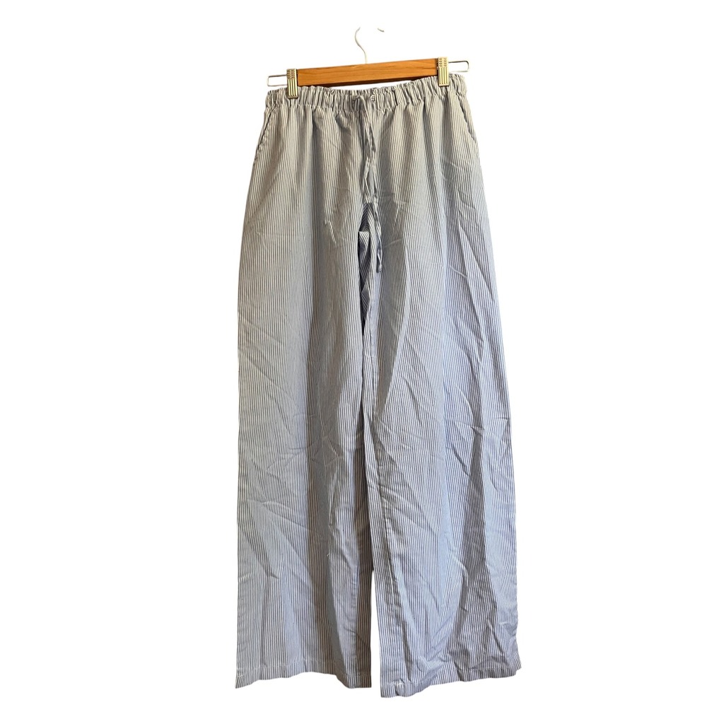 PacSun Wide Leg Pants Women XS Blue White Stripe Excellent Drawstring Casual